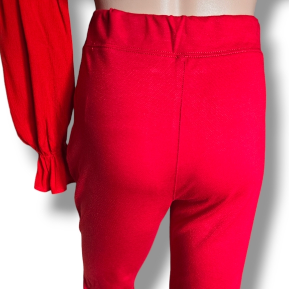 Like New ❤️ Maeve by Anthropologie Red Knit Flared Leg High Waist Pants - Picture 12 of 16